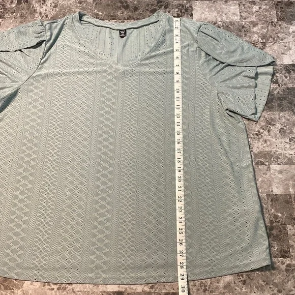 Shein Plus Eyelet Embroidery Petal Sleeve Top - Size 4XL - Picture 7 of 12